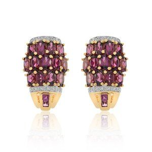 Rhodolite 3.95 Carat Diamond Huggie Earrings